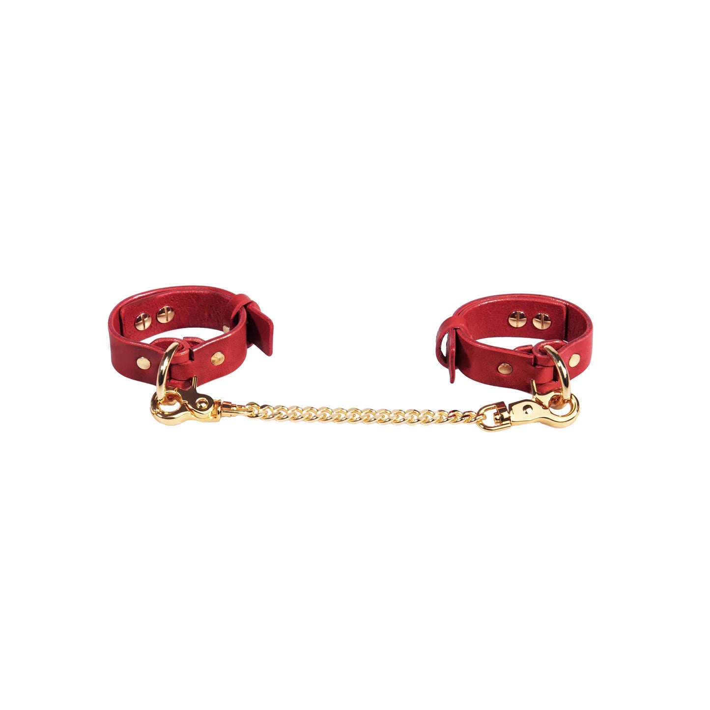 Leather Handcuffs «Obey»red