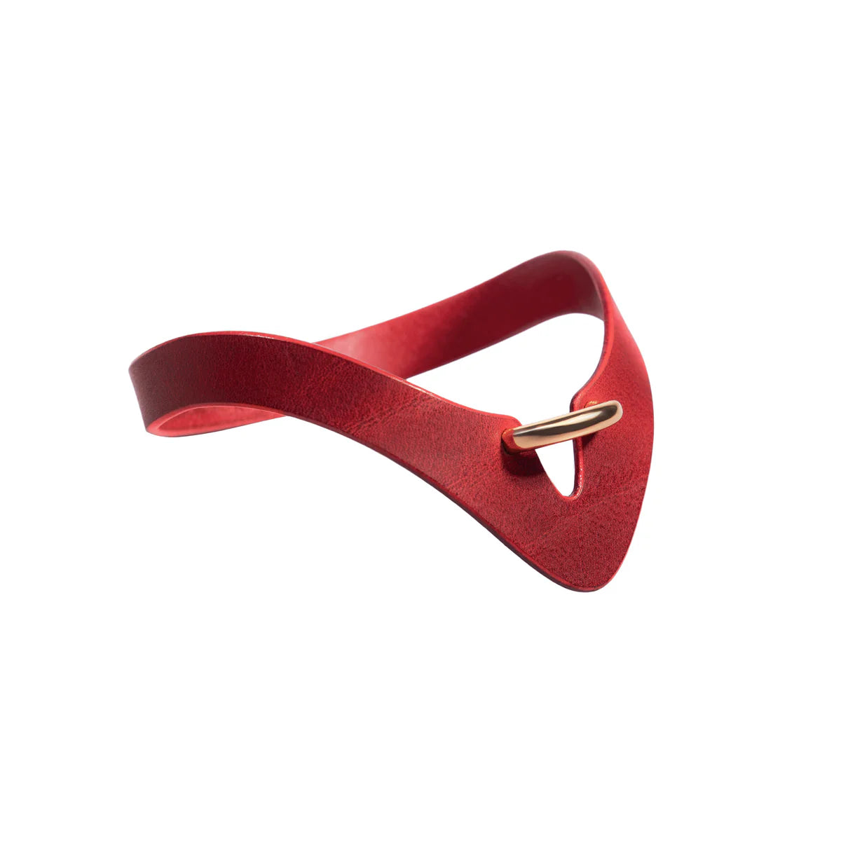 Leather Collar «Obey» red