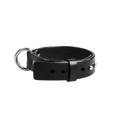 Leather Handcuffs «Obey» black