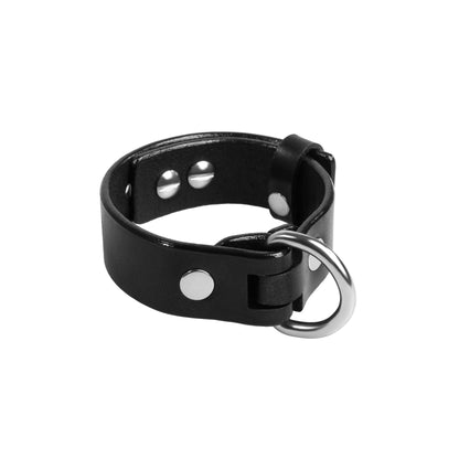 Leather Handcuffs «Obey» black