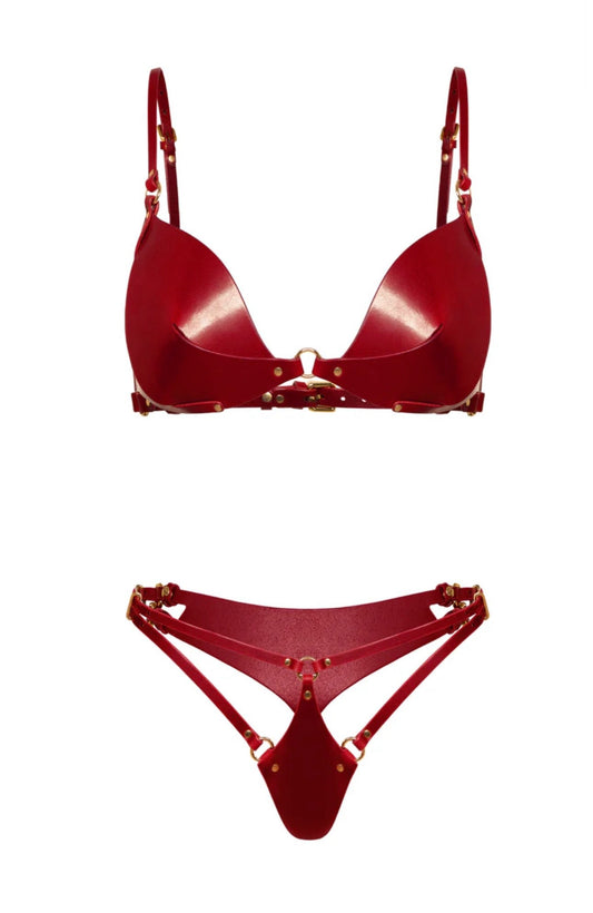 Leather Set «Domina» red