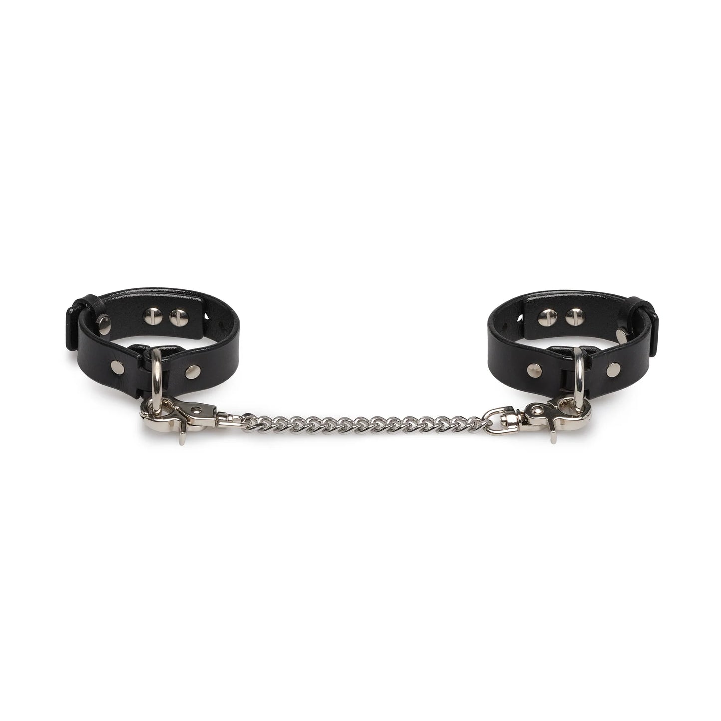Leather Handcuffs «Obey» black