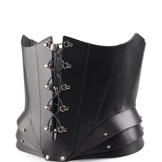 Leather Сorset "SpineX" black